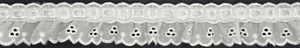 1&1/2" WEISSE GERÜSCHTE ÖSEN MIT SATIN PERLEN STOFFBORTE 10 YARD - Bild 1 von 1