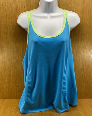 Tanque RBX Racerback activo verde azulado amarillo neón para mujer grande ajuste seco entrenamiento deportivo Foto 1 de 4