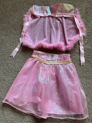 Halloween Girls Costume Iridescent Sequins Adjustable Skirt Velvet Faux Fur Cape - Image 1 of 4