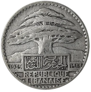 LEBANON 50 Piastres 1929 Silver VF+ 'French Protectorate' - Picture 1 of 2