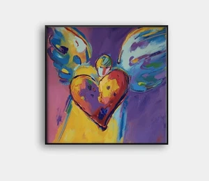 💖 Angel with Heart Giclée 🕊️ 24x24 Fine Art | COA | "Framed" by Peter Max V15 - Picture 1 of 8