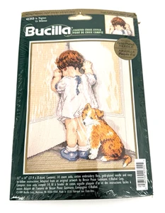 BUCILLA Counted Cross Stitch Kit In Disgrace #42355 NEW Sealed Girl Dog - Picture 1 of 2