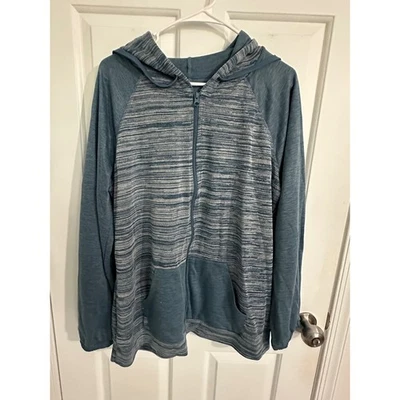 Sudadera con capucha a rayas verdes manga larga St John's Bay Active XL cremallera completa XL para mujer Foto 1 de 4