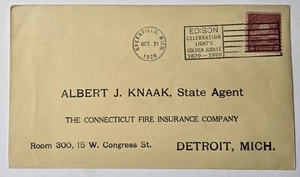 GREENFIELD MICHIGAN DPO Scott 656 Edison FDC Oct 1929 Wall Street Stock Crash - Picture 1 of 2
