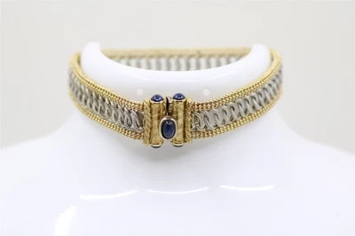 Vintage 14k Yellow and White Gold Sapphire Bracelet 7" - Image 1 of 4