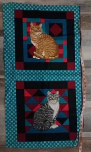 VTG Cranston VIP CATS 2 Pillow Blocks Cotton Fabric 1 Panel =2 Blocks 17”x22” - Picture 1 of 3
