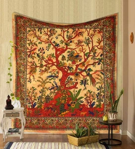 Tapestry Yellow Orange Tree of Life Wall Hanging Psychedelic Tapestries India... - Picture 1 of 4
