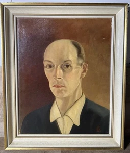 1942 European Oil On Canvas Painting Man Portrait Framed Signed - Picture 1 of 19