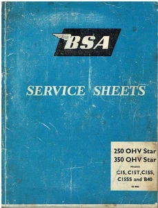BSA 250 & 350cc C15 C15T C15S C15SS B40 (1958-65) FACTORY SERVICE SHEETS MANUAL - Bild 1 von 1