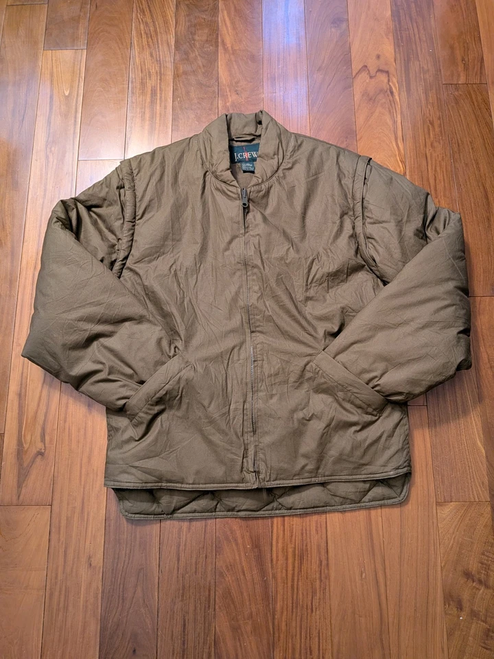 Chaleco Chaqueta Bombardero Vintage J Crew Oarsman Convertible 550 Plumón de Ganso Talla S Foto 1 de 4