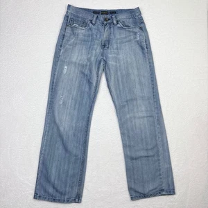 Helix Relaxed Straight Jeans Mens 34x32 Light Wash Denim Pants Distressed - Picture 1 of 15