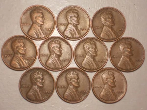 10 Lincoln Wheat Cents (VF- XF, Lot of 10 Coins) - Picture 1 of 4
