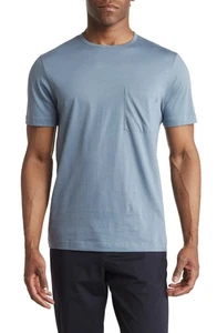 THEORY Precise Tee Foundation Jersey T-Shirt Crew Neck Dark Harbor Blue Sz L - Picture 1 of 10