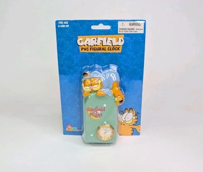 Reloj Garfield Vintage PVC Figura 4.5" Garfield At Night Turquesa - ¡NUEVO! Foto 1 de 3
