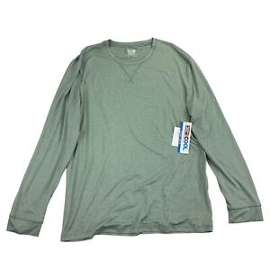 32 Degrees Mens Cool Ultra Lux Crewneck Long Sleeve Sleep T-Shirt Gray Green L