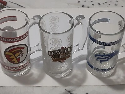 VINTAGE CFL Winnipeg Jets 1990's Glass Beer Mug Stein Grey Cup Champions Bombers - Image 1 of 4