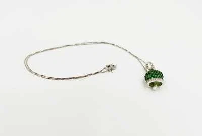 COLLANA CAMPANELLA FULL ZIRCONATA VERDE IN ARGENTO 925 RODIATO IN ORO 18KT - Immagine 1 di 3