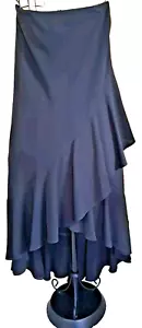 JS Collection Skirt Women's 10 Black Polyester Chiffon High Low Hemline Formal - Picture 1 of 12