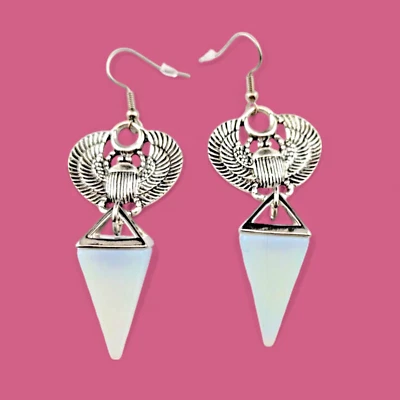 PENDIENTES PIRÁMIDE OPALITA ESCARABAJO ESCARABAJO ESCARABAJO Ra Egipto Egipcio Africano Oculto J6 Foto 1 de 4