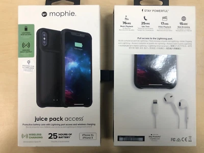 Capa bateria de acesso Mophie Juice Pack fabricante de equipamento original para iPhone X/Xs - Preta - Imagem 1 de 4