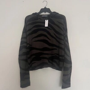 Anthropologie Kasia Strick Hoodie Pullover Tier Zebramuster Damen Größe Medium - Bild 1 von 14