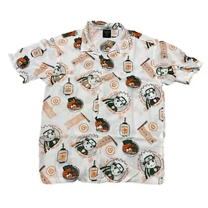 VTG Shippuden Naurto Mens White Shirt S Button Up Anime Ramen Graphic Y2K 2002 - Picture 1 of 5