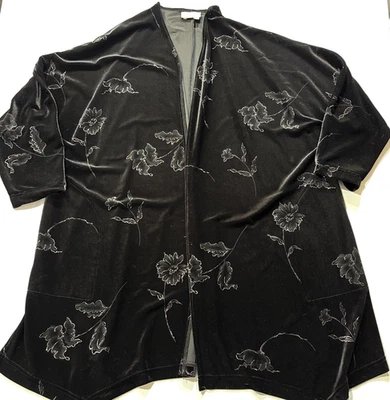 Coldwater Creek Velvet Cardigan Womens XL Dark Floral Glitter Elegant Whimsigoth - Image 1 of 4