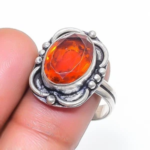 Faceted Whisky Topaz Gemstone Handmade 925 Sterling Silver Jewelry Ring 8.5" E72 - Picture 1 of 5