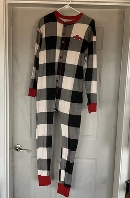 Lazy One Pajama One-piece Womens Large Buffalo Plaid Tailgate Flapjack Drop Seat - Image 1 of 4