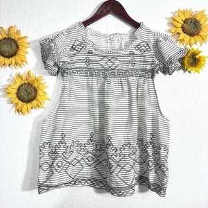 Anthropologie Black White Embroidered Ruffle Sleeveless Blouse Size XL - Picture 1 of 9