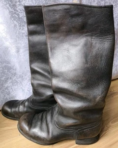 RARE Vintage High Boots Soviet Army Officer Leather Size 43 SOVIET uniform USSR - Picture 1 of 19