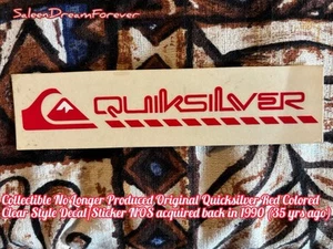 RARE ORIG QUICKSILVER RED & CLEAR STYLE STICKER NOS FRM 1990 SURF SURFING BEACH - Picture 1 of 2