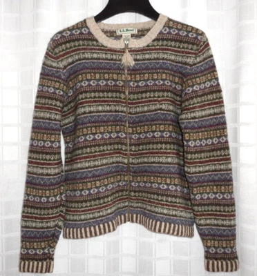 Cárdigan Suéter L. L. Bean OAY 86 Fair Isle 85% Lana 15% Seda De Colección M Cremallera Completa Foto 1 de 4