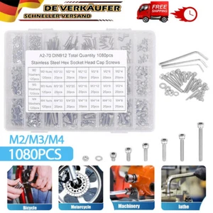 1080tlg M2 M3 M4 Edelstahl Sechskantschrauben Schrauben Muttern Sortiment Set - Bild 1 von 12