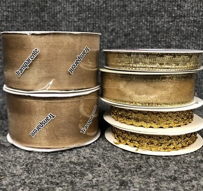 Lot Of 6 Vintage Ribbon (2) 1 1/2” 5yds (1) 7/8” 3yds (1) 3/8” (2) 3/16” Zigzag - Image 1 of 4