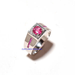 Natural Ruby  Gemstones With 925 Sterling Silver Men's Ring