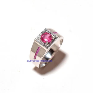 Natural Ruby Gemstones With 925 Sterling Silver Men's Ring #22 - Picture 1 of 4