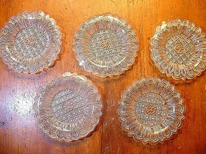 5 Rare Antique Boston Sandwich Flint Glass Hairpin Cup Plates C1830-40 - Picture 1 of 2