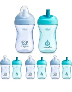 Case of 6 Chicco Sport Spout Trainer Sippy Cups, Blue 9m+ 9oz, - Picture 1 of 5