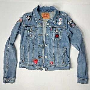 Girls Small Levi's Faded Denim Jacket with Cool Patches - Picture 1 of 11