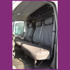 Fundas de asiento delanteras no plegables negras impermeables a medida para Nissan NV400 2011+ - Imagen 1 de 2