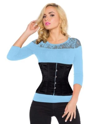 NWT Glamorous Corset Emma Black Satin Corset Size 30" - Image 1 of 4