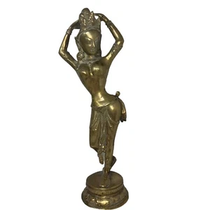 ¿Vintage/antiguo? "Estatua de latón hindú indio de la diosa de la India bailarina bailando 17"" de alto" - Imagen 1 de 12