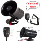 Black 6 Sounds 160dB Car Alarm Siren Volume Adjustable 100W For 12V Vehicle