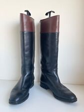 BALLY FOXY BLACK & BROWN LEATHER KNEE LENGTH BOOTS SIZE 7/40