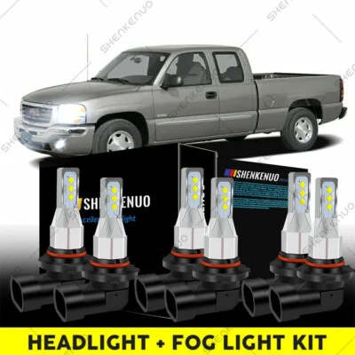 For GMC Sierra 1500 2500 HD 3500 2001 - 2006 Combo LED Headlight Bulbs+Fog Light - Image 1 of 4
