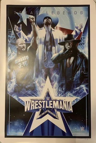 WWE WrestleMania 38 Texas Legends Limited Edition Art Print Poster Bartlett Cover