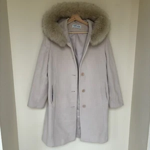 Vintage Forecaster of Boston Lambswool Genuine Fox Trim Beige Mid Length Coat 10 - Picture 1 of 10