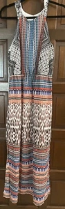 Sangria Damen geometrischer Druck Chiffon Maxikleid Größe 12 Neu ohne Etikett - Bild 1 von 4