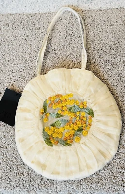 ZARA Womans Tulle Bag Embroidered Ivory - Image 1 of 4